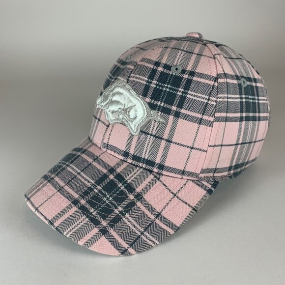 Arkansas Razorbacks NCAA Womens Pink Gray Plaid Top of the World Strapback Hat - Picture 1 of 5